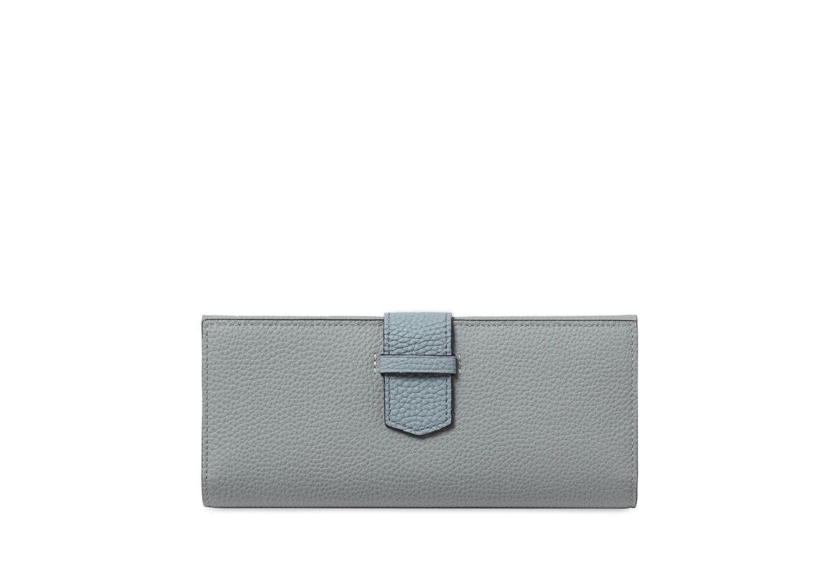 リツビー 小銭入れ付きスリム長財布 グレーブルー