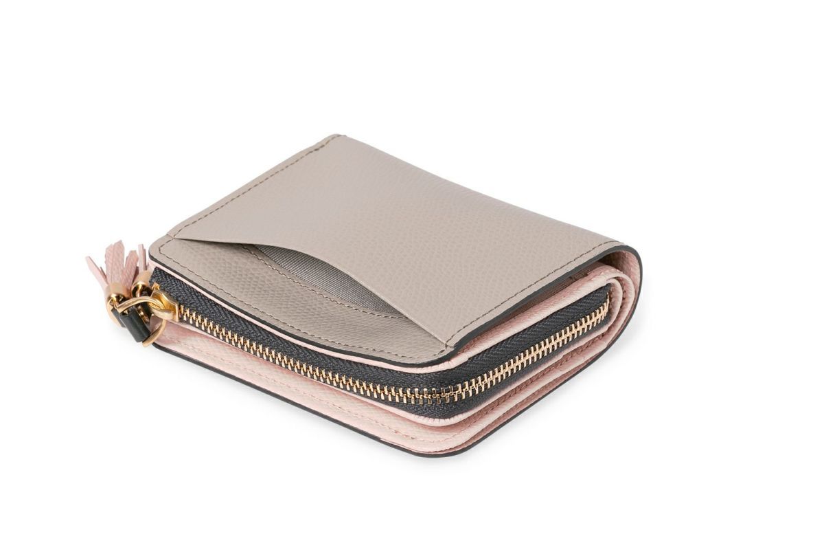 シキビー Lファスナー二つ折り財布 あくいろ×とき