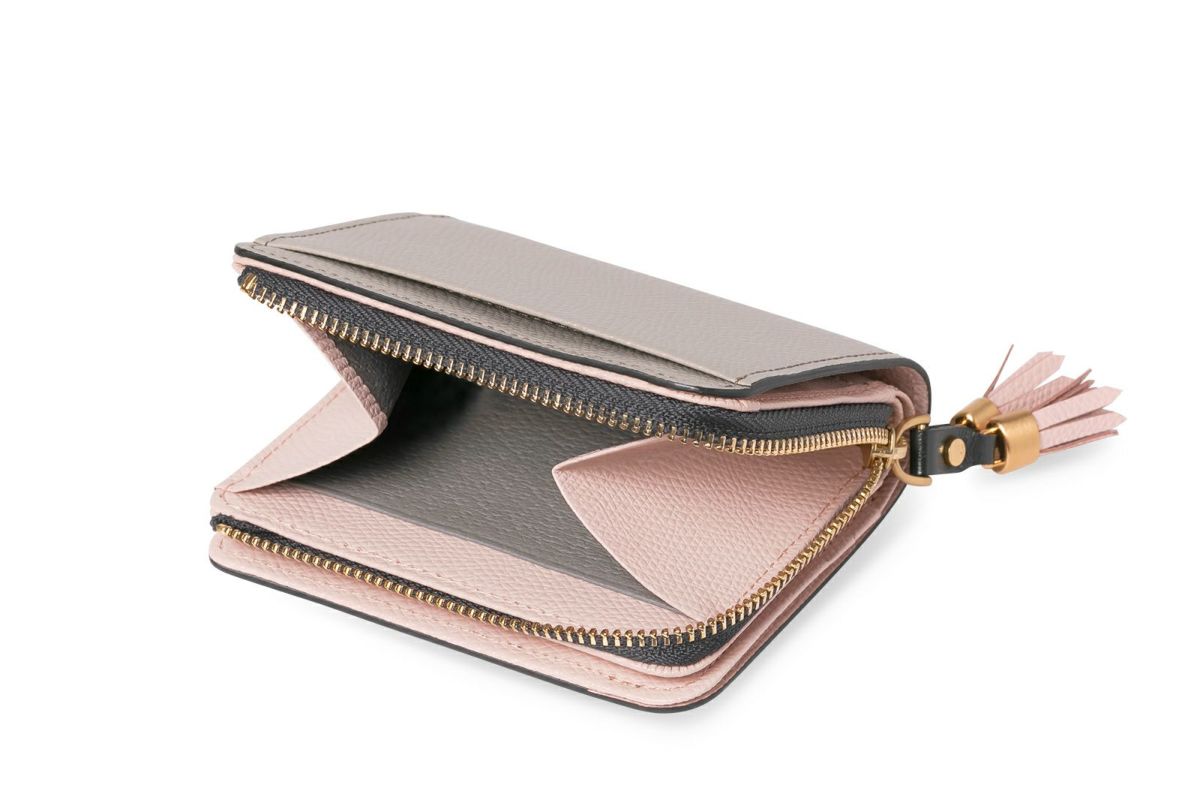 シキビー Lファスナー二つ折り財布 あくいろ×とき