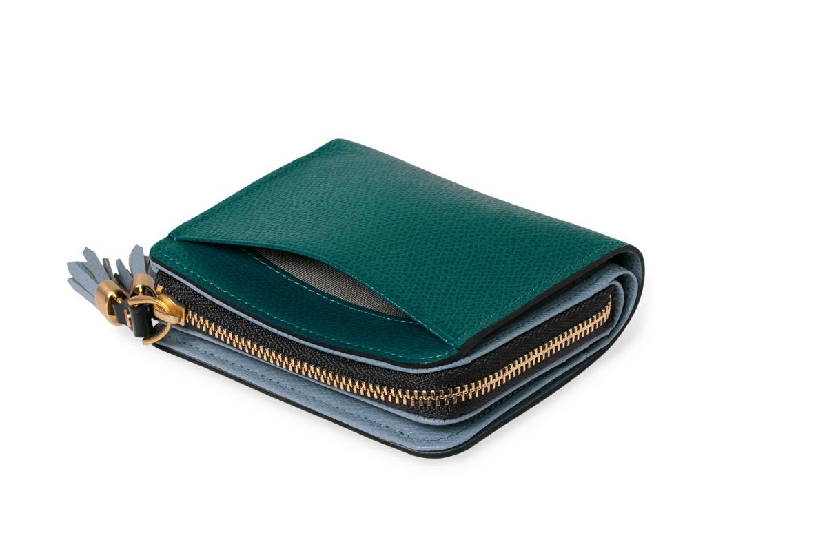 シキビー Lファスナー二つ折り財布 くじゃく×うすはな