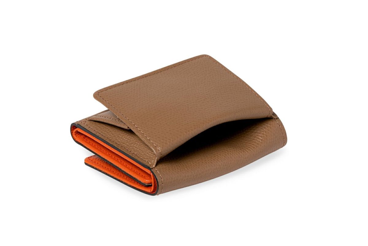 シキビー 三つ折り財布 くるみ×だいだい