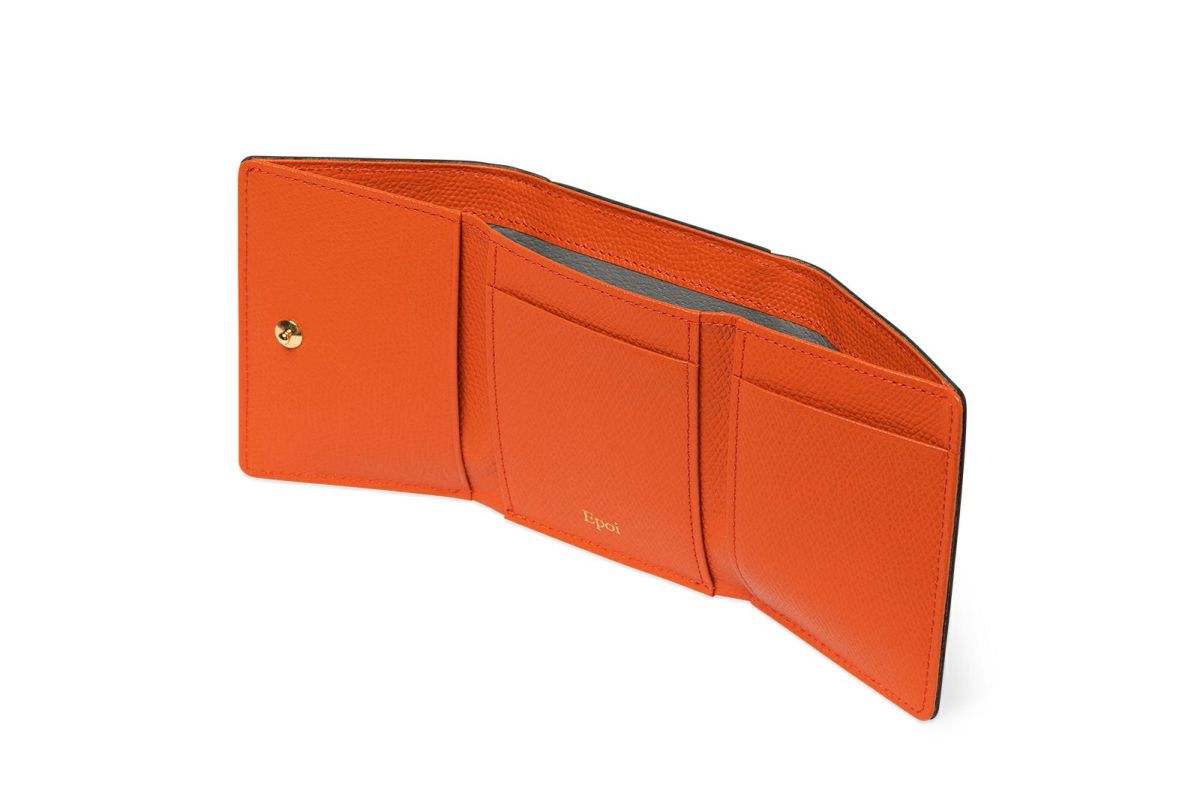 シキビー 三つ折り財布 くるみ×だいだい