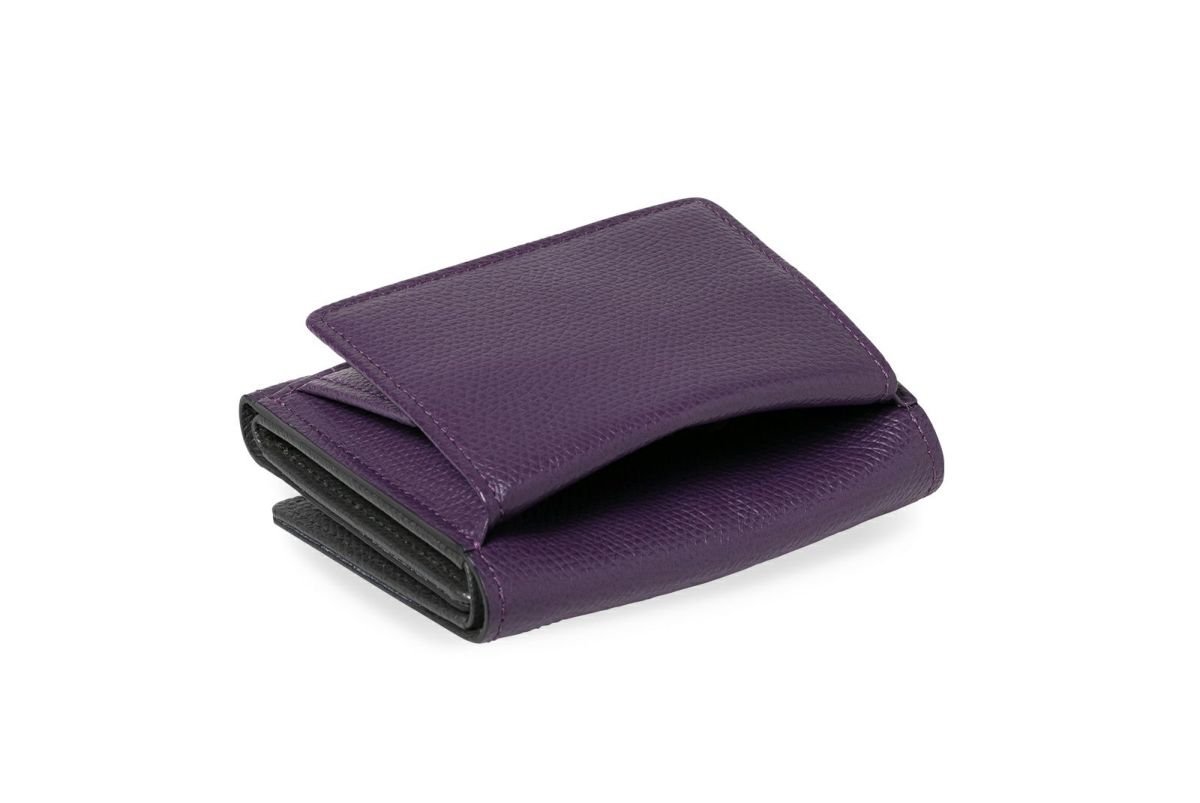 シキビー 三つ折り財布 むらさき×すす