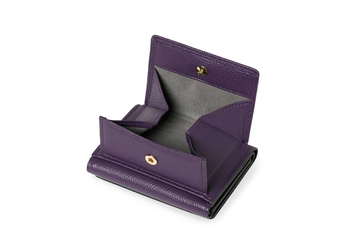 シキビー 三つ折り財布 むらさき×すす