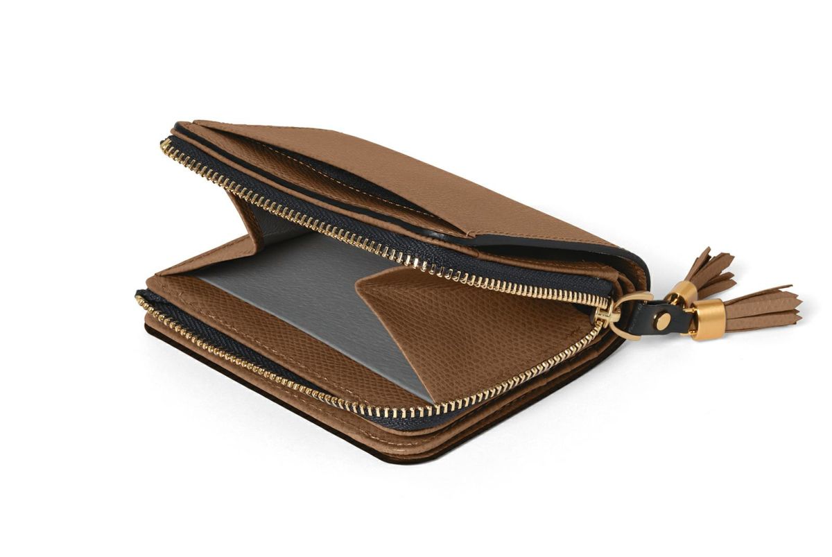 シキ Lファスナー二つ折り財布 くるみ