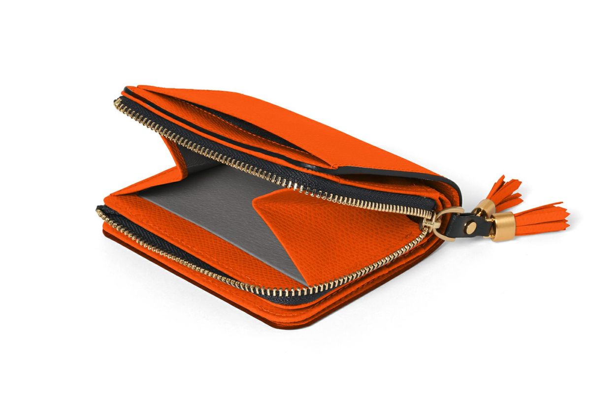 シキ Lファスナー二つ折り財布 だいだい