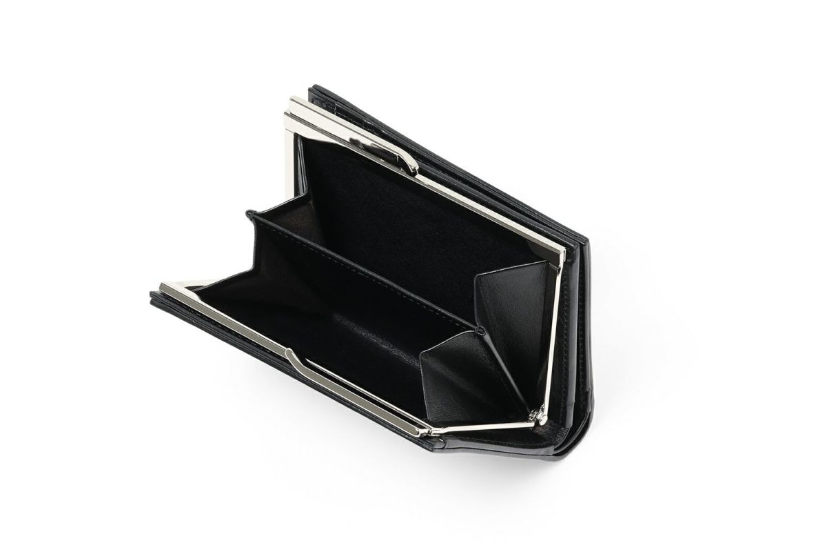 ノット 口金二つ折り財布 ブラック