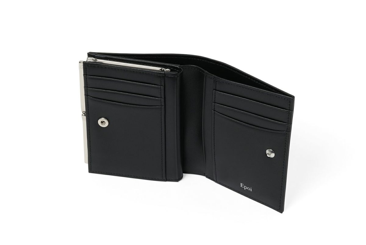 ノット 口金二つ折り財布 ブラック