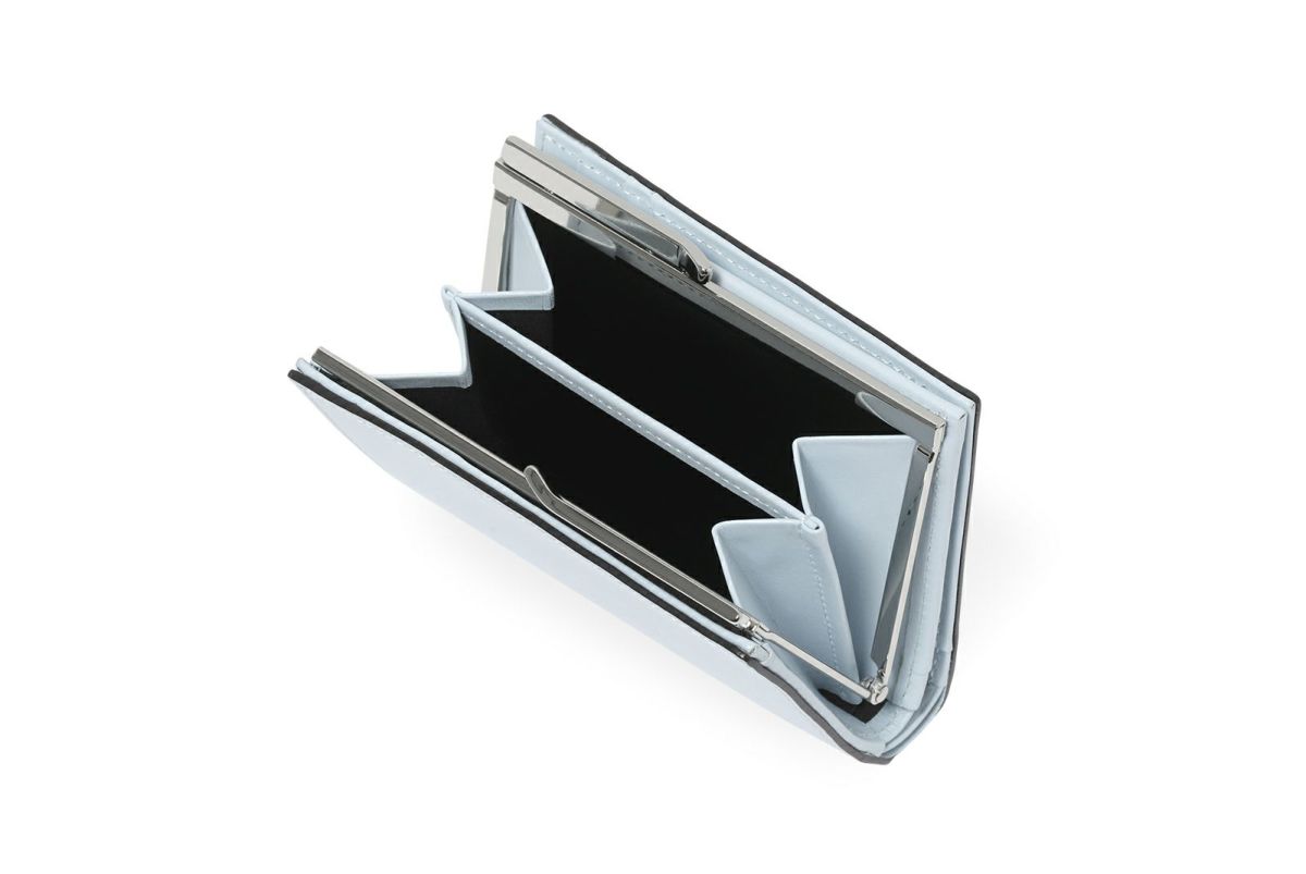 ノット 口金二つ折り財布 ライトブルー