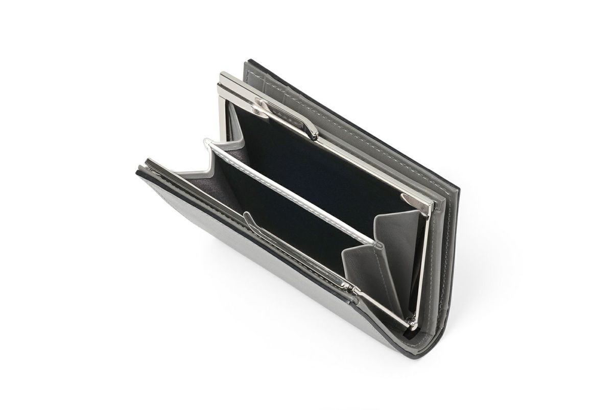 ノット 口金二つ折り財布 グレー