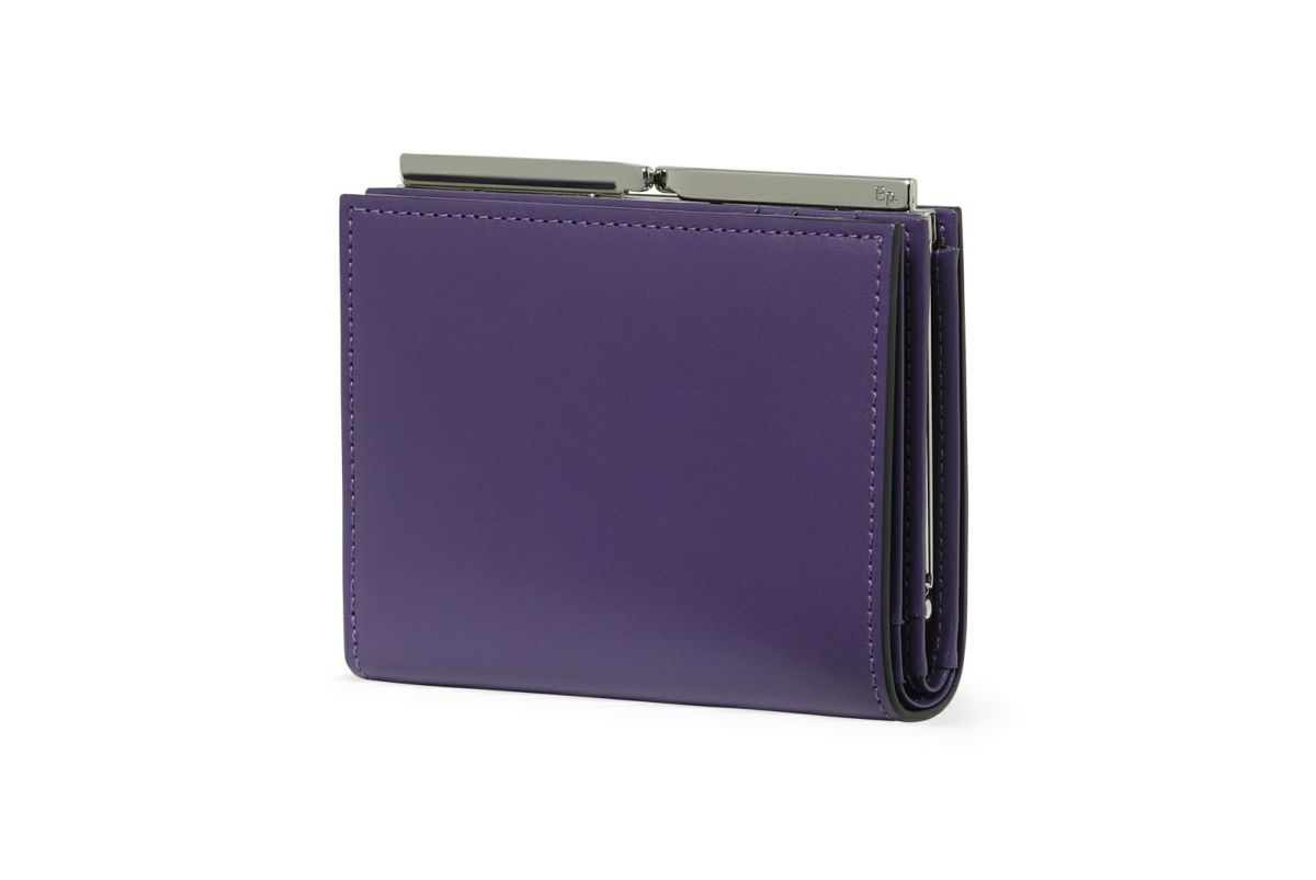 ノット 口金二つ折り財布 パープル