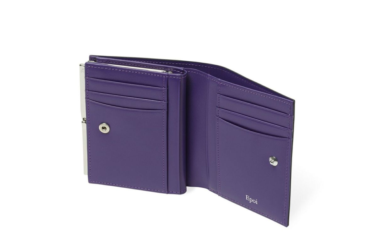 ノット 口金二つ折り財布 パープル