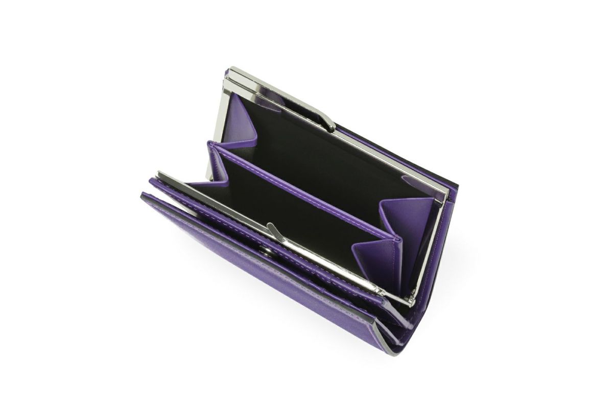 ノット 口金二つ折り財布 パープル