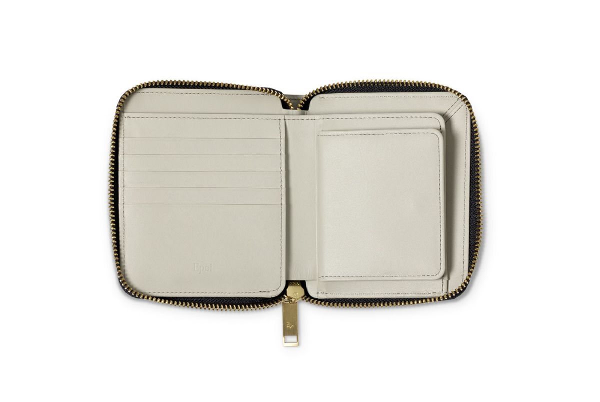 タイル ミドルラウンドファスナー二つ折り財布 アイスグレー