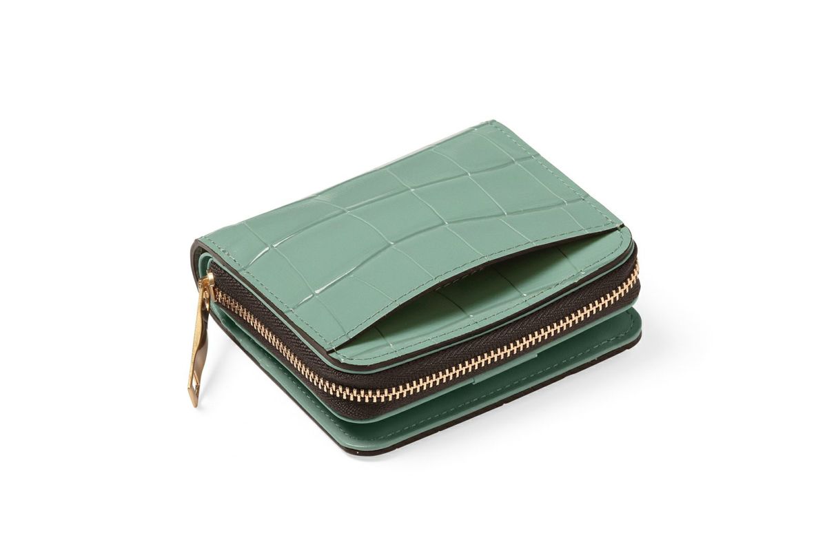 タイル ラウンドファスナー二つ折り財布 グリーン