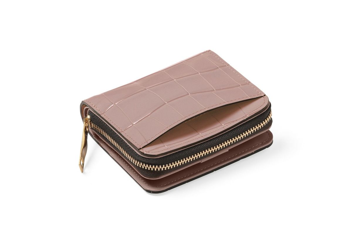 タイル ラウンドファスナー二つ折り財布 クラシックローズ