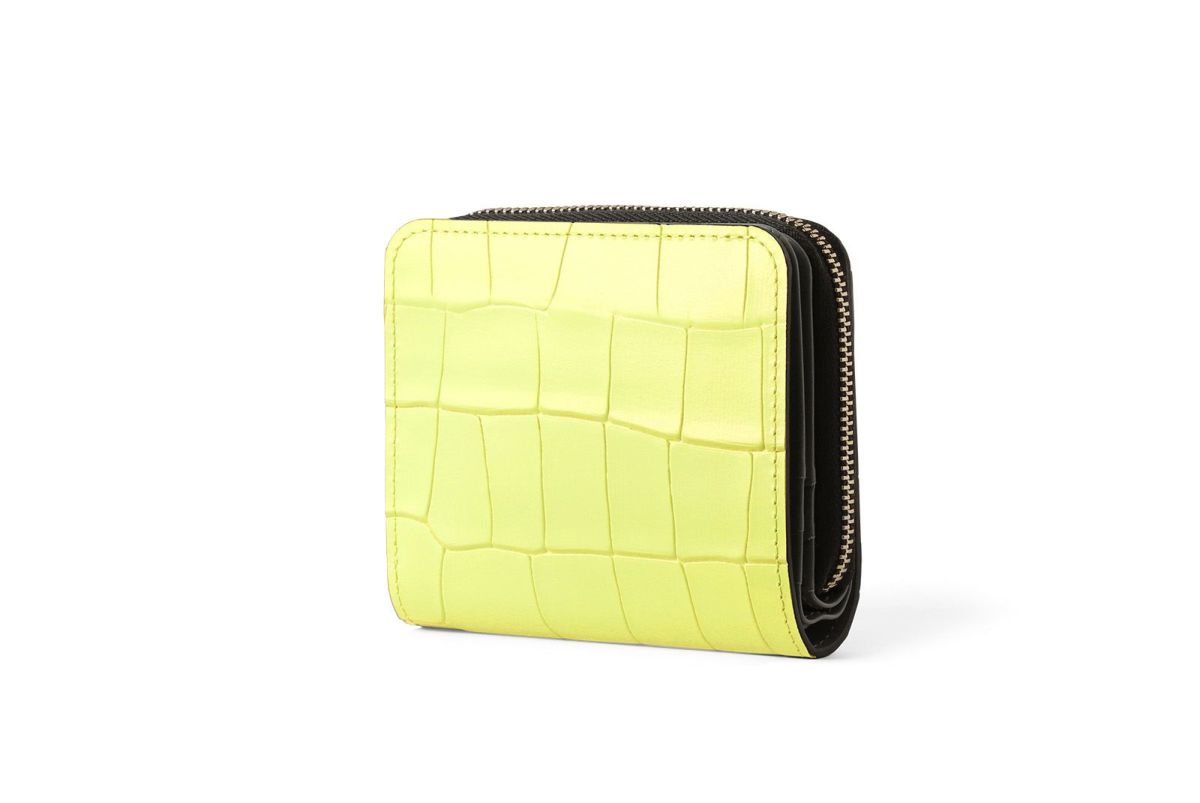タイル ラウンドファスナー二つ折り財布 レモン