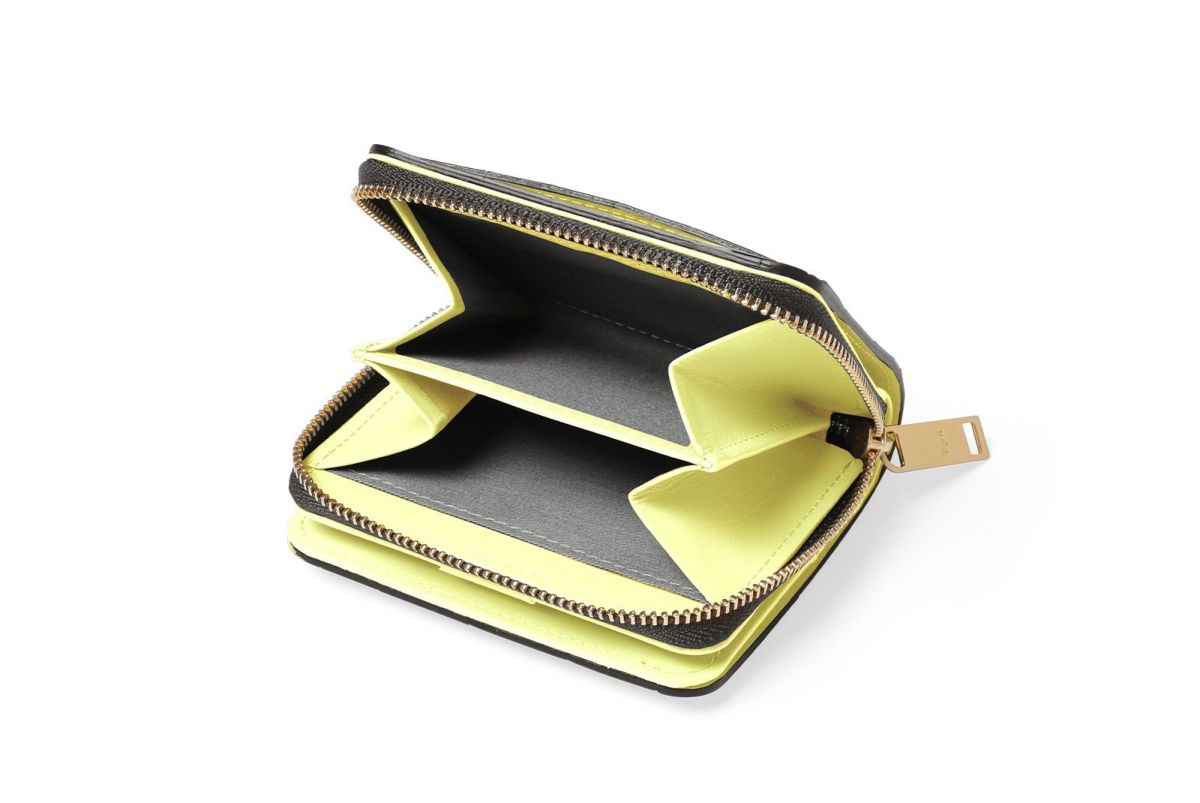 タイル ラウンドファスナー二つ折り財布 レモン