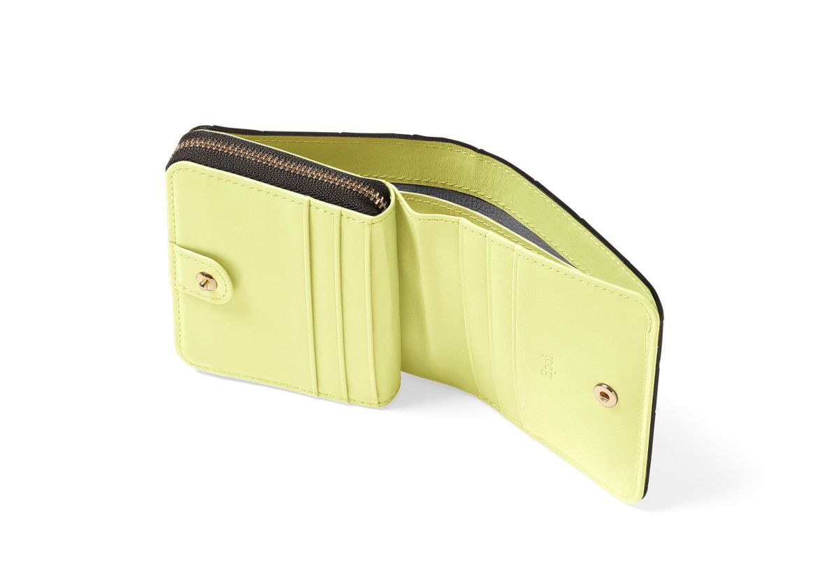 タイル ラウンドファスナー二つ折り財布 レモン