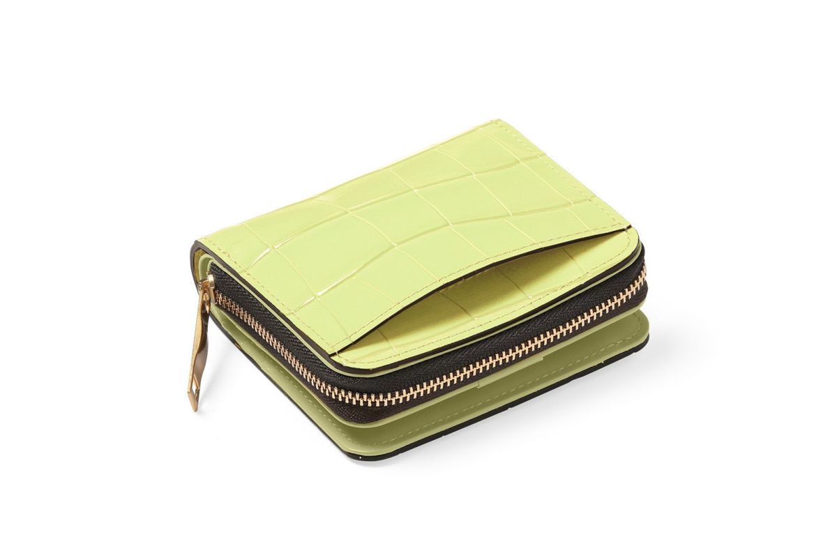 タイル ラウンドファスナー二つ折り財布 レモン
