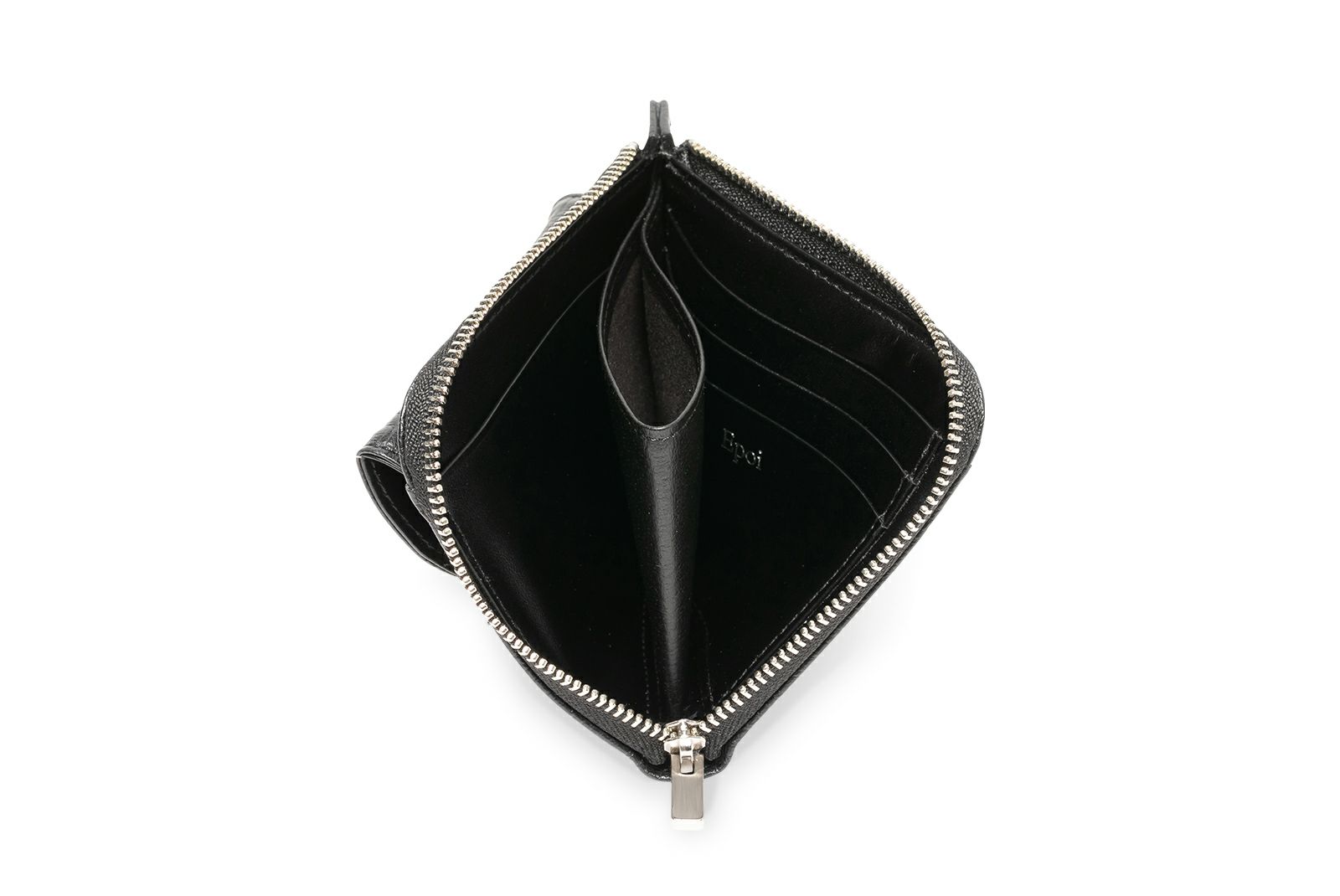 【新品未使用】エポイ　折財布　タック　L字ファスナー　ブラック　レザー　銀金具 41147-00_1