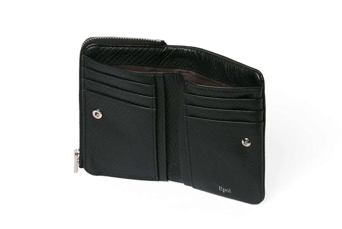 タック Lファスナー二つ折り財布 ブラック