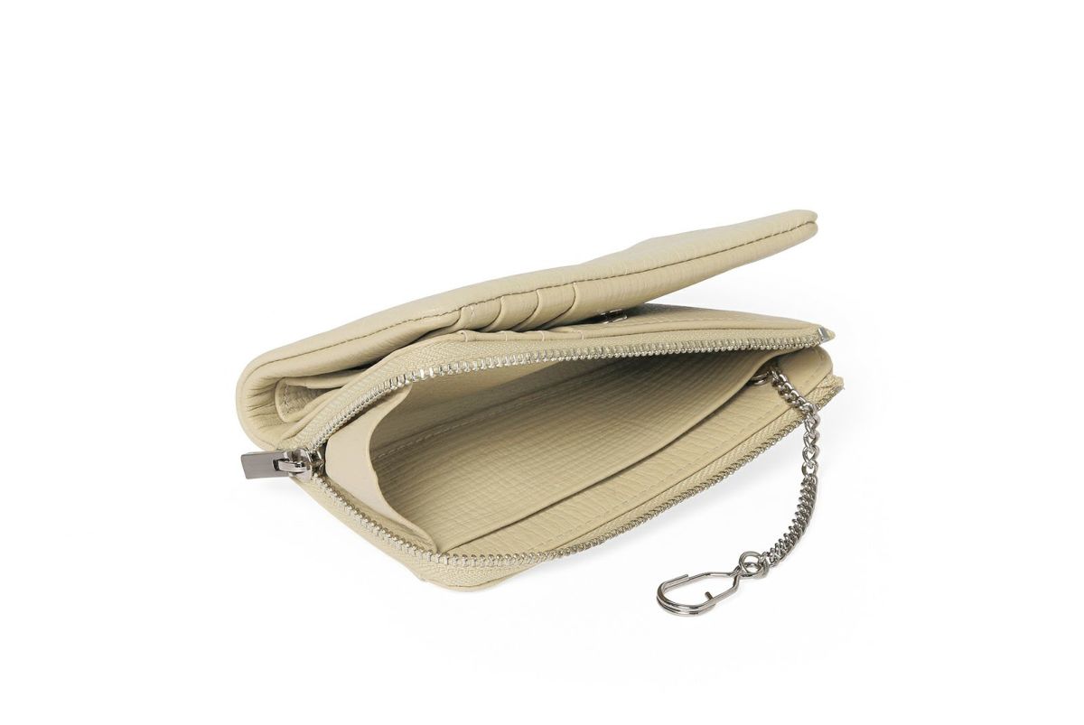 タック Lファスナー二つ折り財布 サンドベージュ