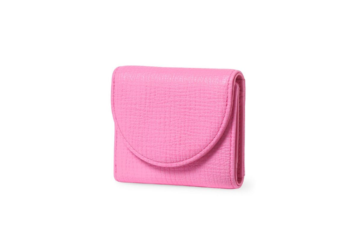 タック 三つ折り財布 ピンク