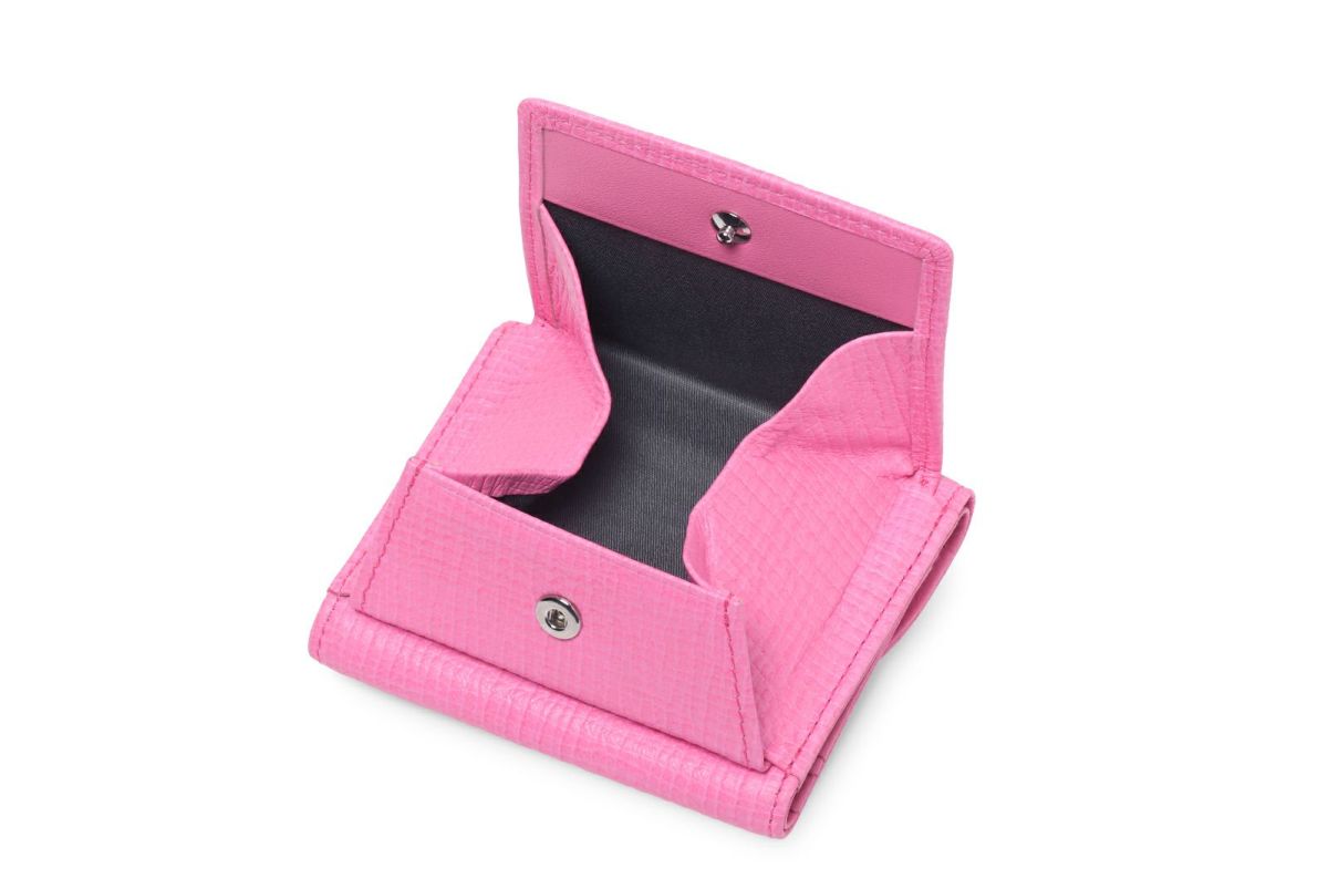 タック 三つ折り財布 ピンク