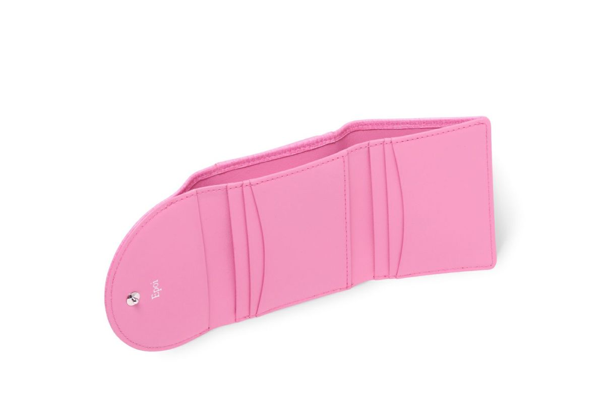 タック 三つ折り財布 ピンク