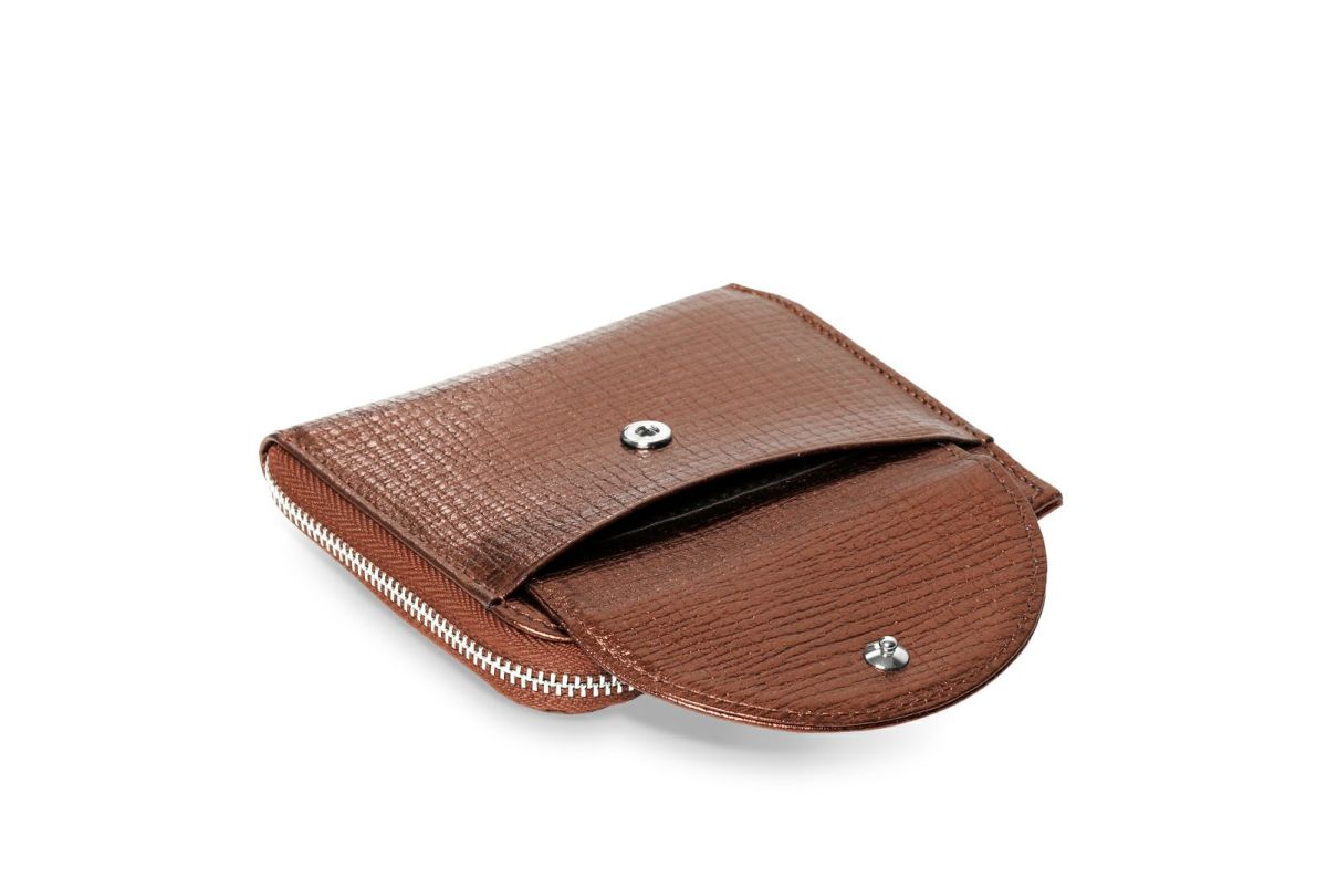  タック メタリック Lファスナーコンパクト折り財布 ブロンズ