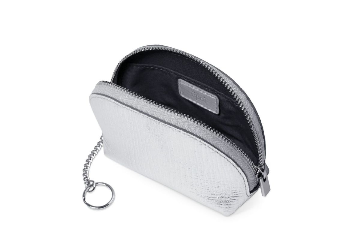 タック メタリック ミニキーポーチ シルバー