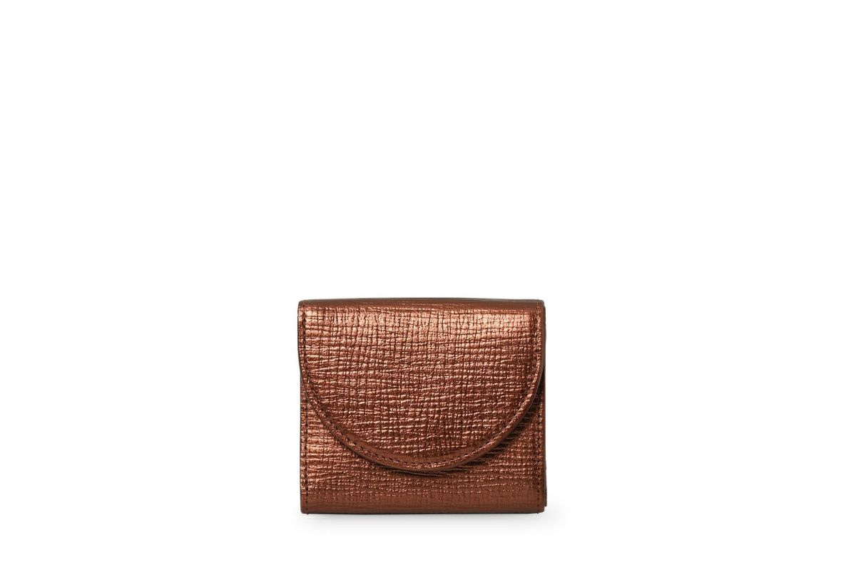 タック メタリック 三つ折り財布 ブロンズ