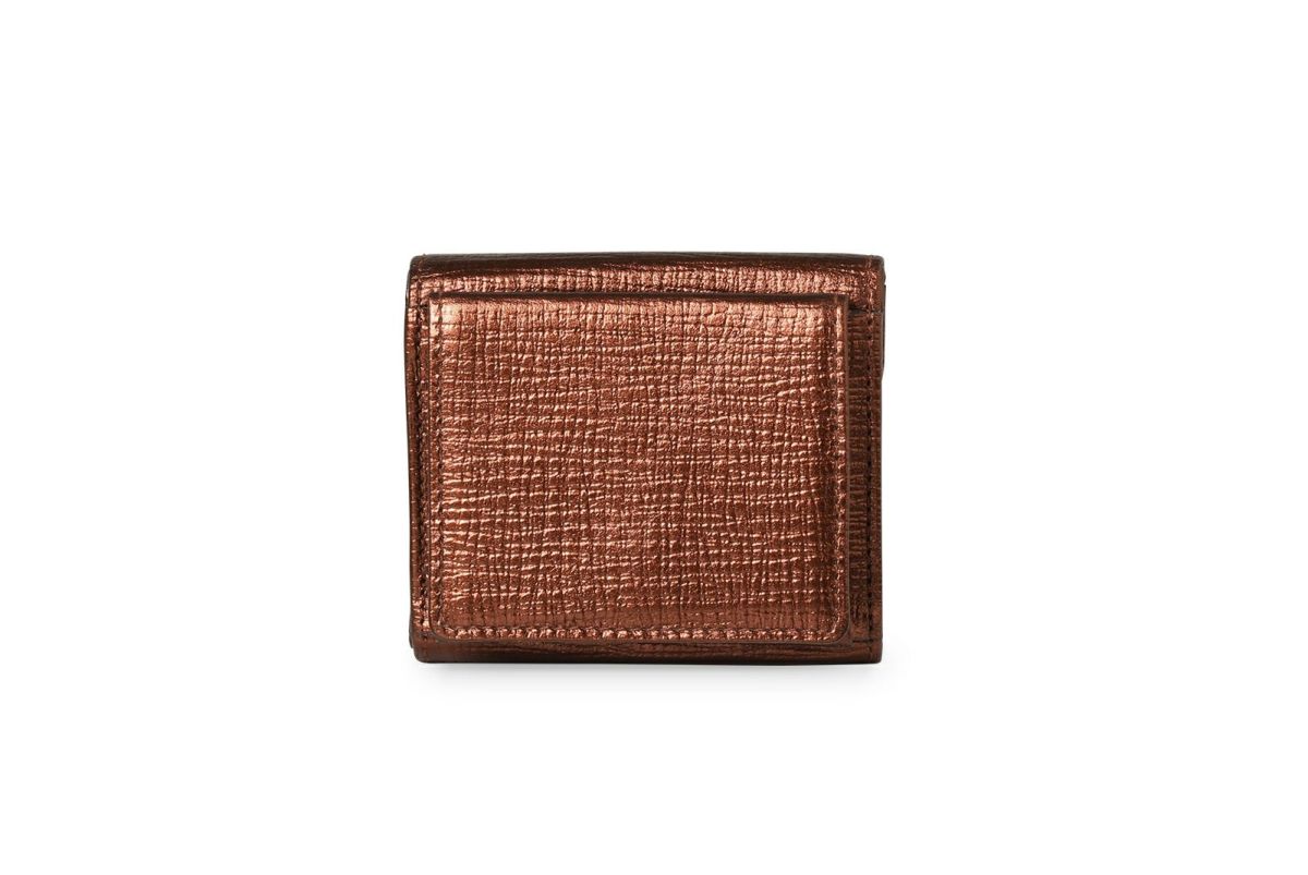 タック メタリック 三つ折り財布 ブロンズ