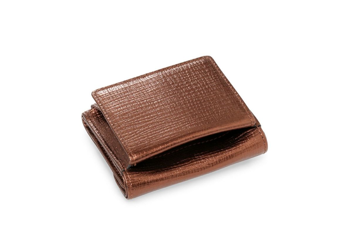 タック メタリック 三つ折り財布 ブロンズ