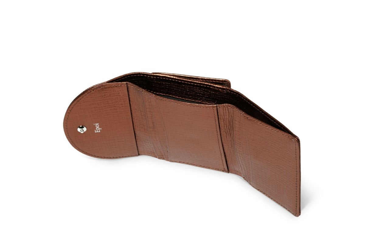 タック メタリック 三つ折り財布 ブロンズ