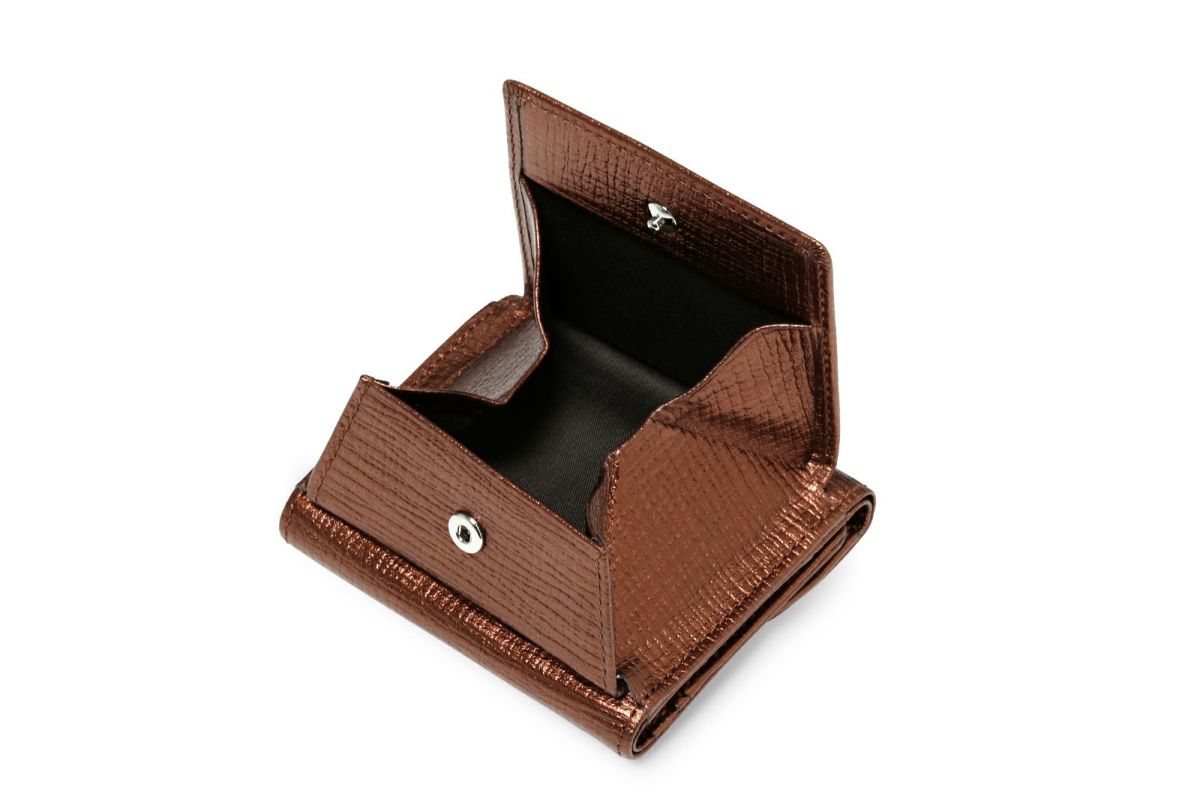 タック メタリック 三つ折り財布 ブロンズ