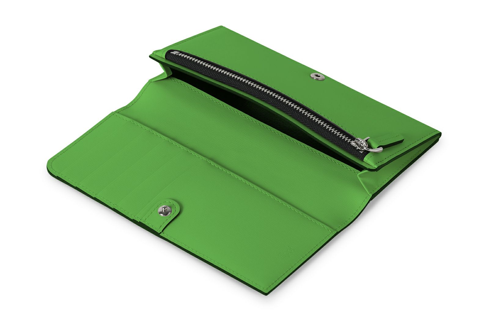 マリー 小銭入れ付きスリム長財布 スカイブルー×グリーン