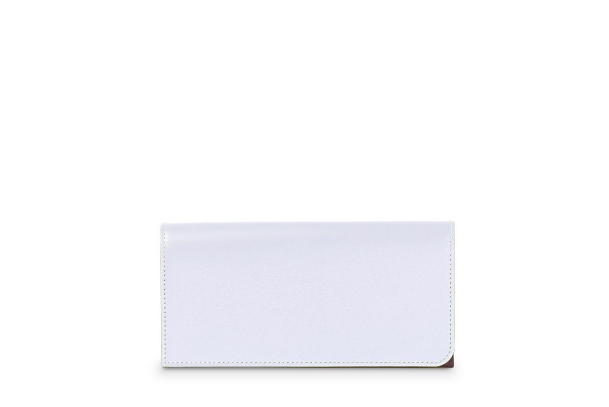 マリー 小銭入れ付きスリム長財布 ボルドー×ライトブルー